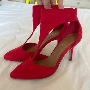 Next Vibrant Red Suede Heels